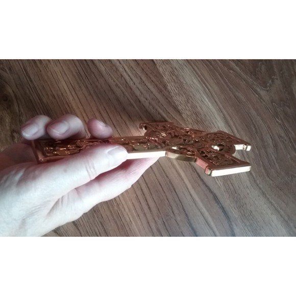 Vintage Jeweled Celtic Cross Pewter Goldtone Finish 7.75" - Picture 6 of 9